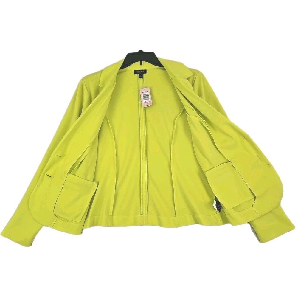 Torrid ~Woman Size 1(1X)~ Line Green Office Wear Blazer Knit Jacket Unlined NWT. - Picture 12 of 16